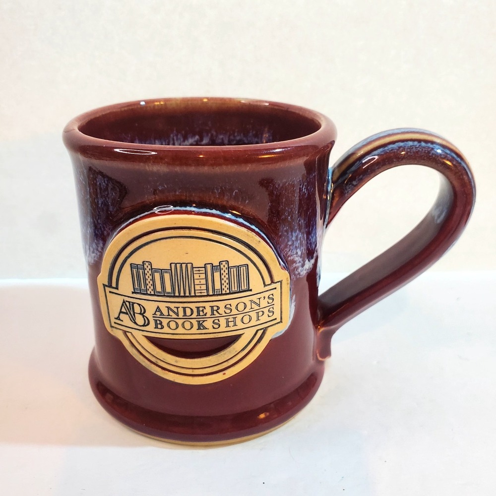 Grey Fox Pottery Stoneware Mug Anderson's Book Shops Embossed Glazed Coffee Mug
